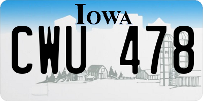 IA license plate CWU478