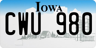 IA license plate CWU980