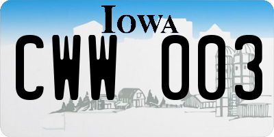 IA license plate CWW003