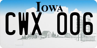 IA license plate CWX006