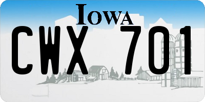 IA license plate CWX701