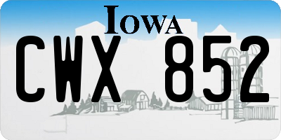 IA license plate CWX852
