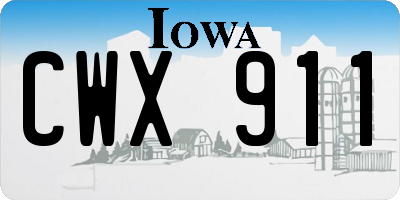 IA license plate CWX911