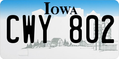 IA license plate CWY802