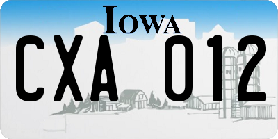 IA license plate CXA012