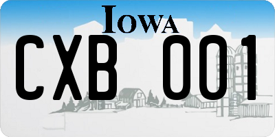 IA license plate CXB001