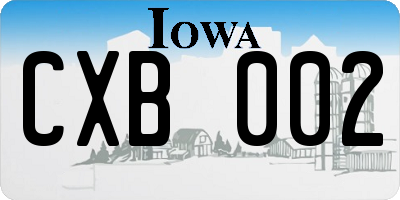 IA license plate CXB002