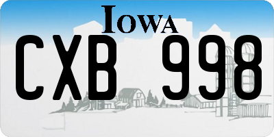IA license plate CXB998