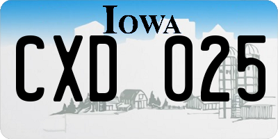 IA license plate CXD025