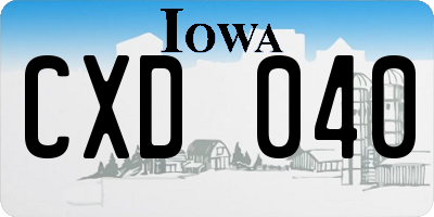 IA license plate CXD040