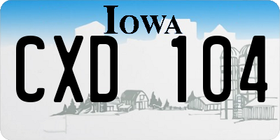 IA license plate CXD104