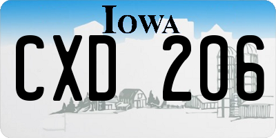 IA license plate CXD206
