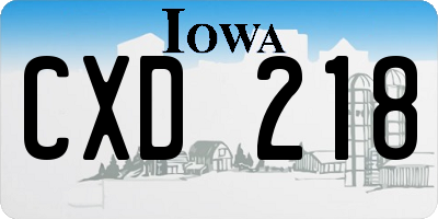 IA license plate CXD218
