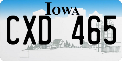 IA license plate CXD465