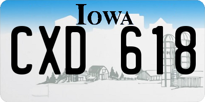 IA license plate CXD618