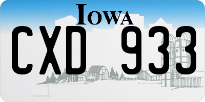 IA license plate CXD933