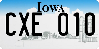 IA license plate CXE010