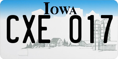 IA license plate CXE017