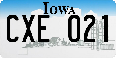 IA license plate CXE021
