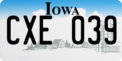 IA license plate CXE039