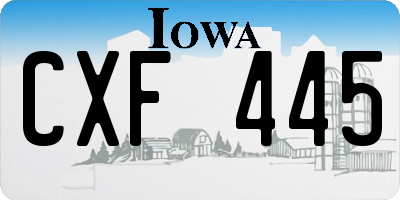 IA license plate CXF445