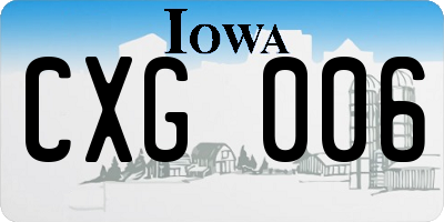 IA license plate CXG006
