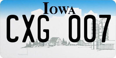 IA license plate CXG007