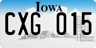 IA license plate CXG015
