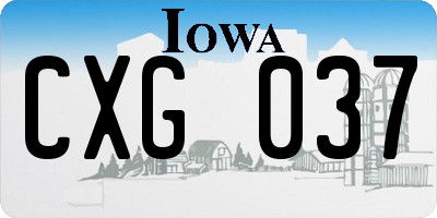 IA license plate CXG037