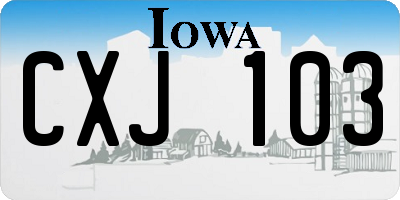 IA license plate CXJ103