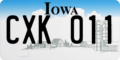 IA license plate CXK011