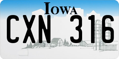 IA license plate CXN316