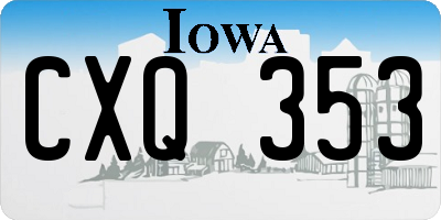 IA license plate CXQ353