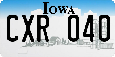 IA license plate CXR040