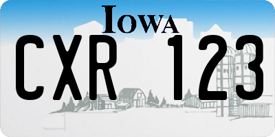 IA license plate CXR123