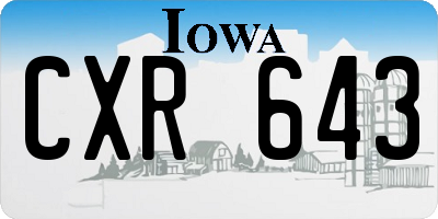 IA license plate CXR643