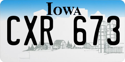 IA license plate CXR673