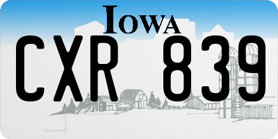 IA license plate CXR839