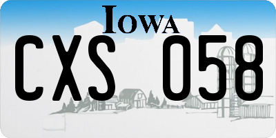 IA license plate CXS058