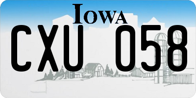 IA license plate CXU058