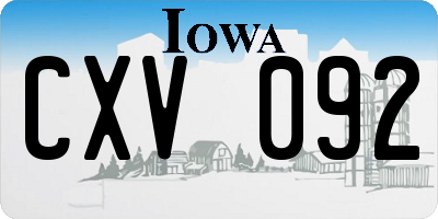 IA license plate CXV092