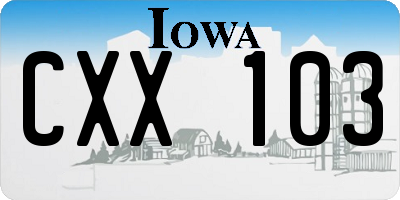 IA license plate CXX103