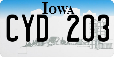 IA license plate CYD203
