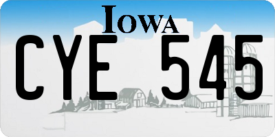 IA license plate CYE545