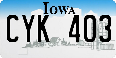 IA license plate CYK403