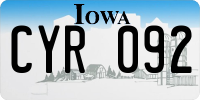 IA license plate CYR092