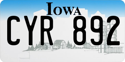 IA license plate CYR892
