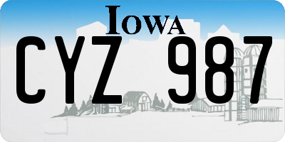 IA license plate CYZ987