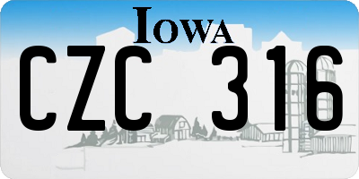 IA license plate CZC316