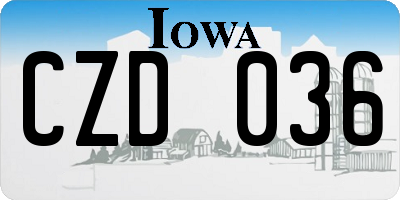 IA license plate CZD036
